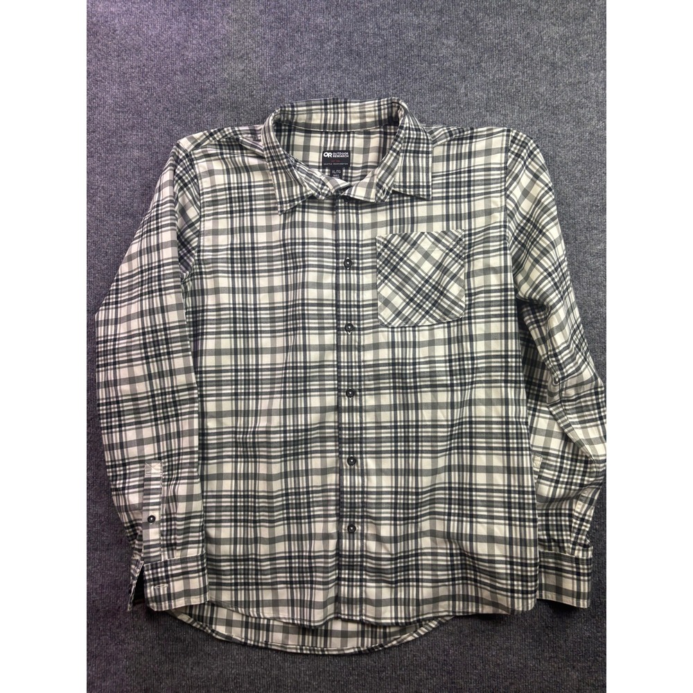 Outdoor Research Kulshan Flannel Shirt Mens XL Gray Plaid Long Sleeve 300091